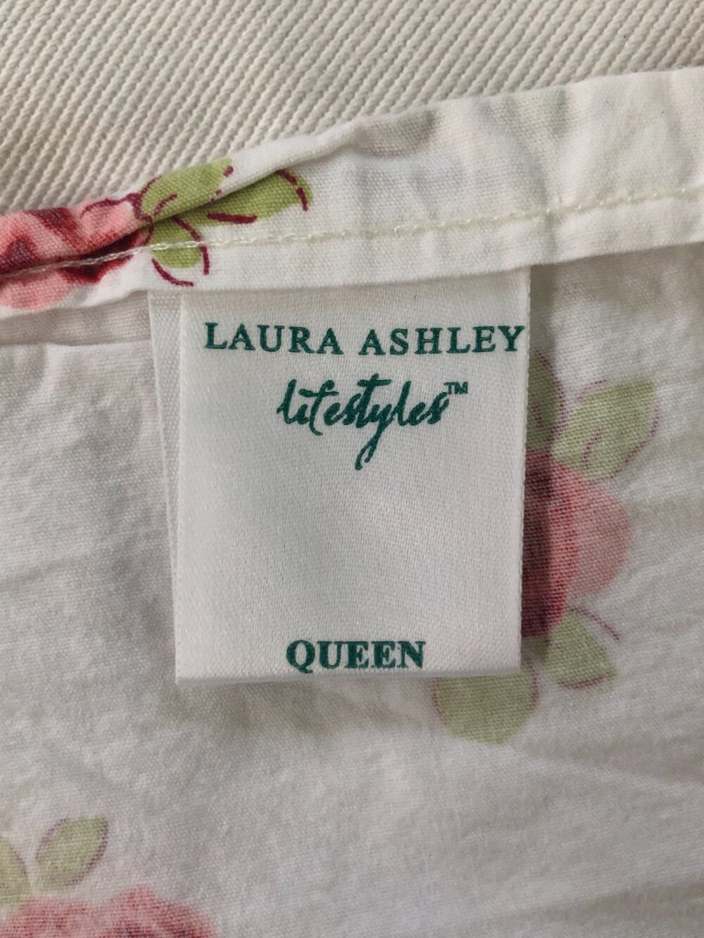 Vintage Laura Ashley Bibi Rose Complete Queen Sheet Set Cotton Red W/Pink - Picture 2 of 6
